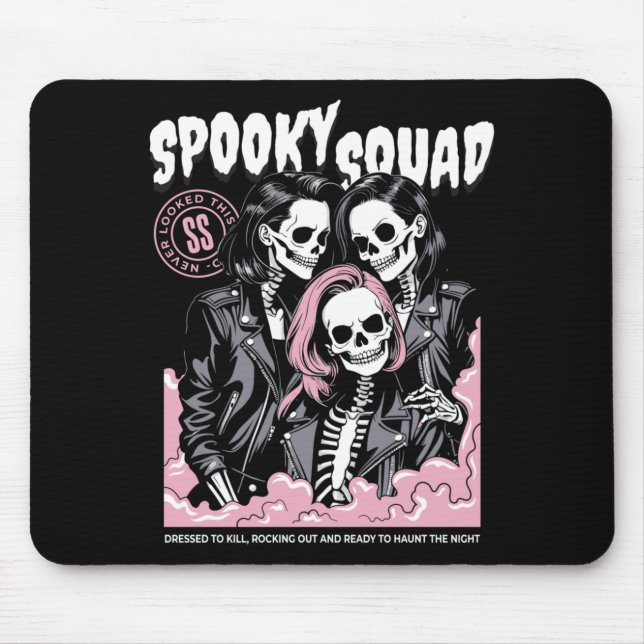 Mens Spooky Squad Skeleton Matching Halloween Mouse Pad (Front)