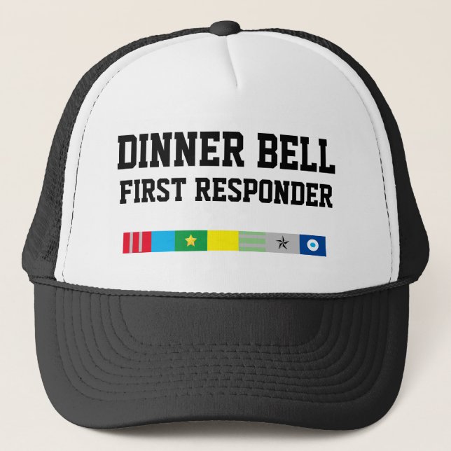 Mens Sportswear Baseball DINNER BELL FIRST RESPOND Trucker Hat (Front)