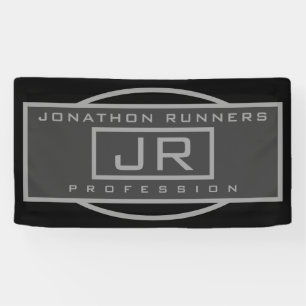 Men's Sporty Geometric Dark Greys & Black Banner