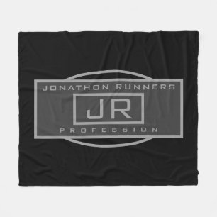 Men's Sporty Geometric Dark Greys & Black  Fleece Blanket