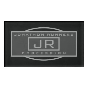 Men's Sporty Geometric Dark Greys & Black  Name Tag