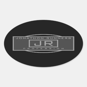 Men's Sporty Geometric Dark Greys & Black  Oval Sticker