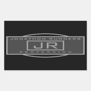 Men's Sporty Geometric Dark Greys & Black Rectangular Sticker