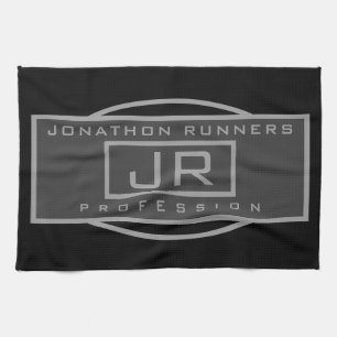 Men's Sporty Geometric Dark Greys & Black Tea Towel