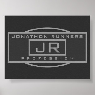 Men's Sporty Geometric Grey & Dark Greys Poster