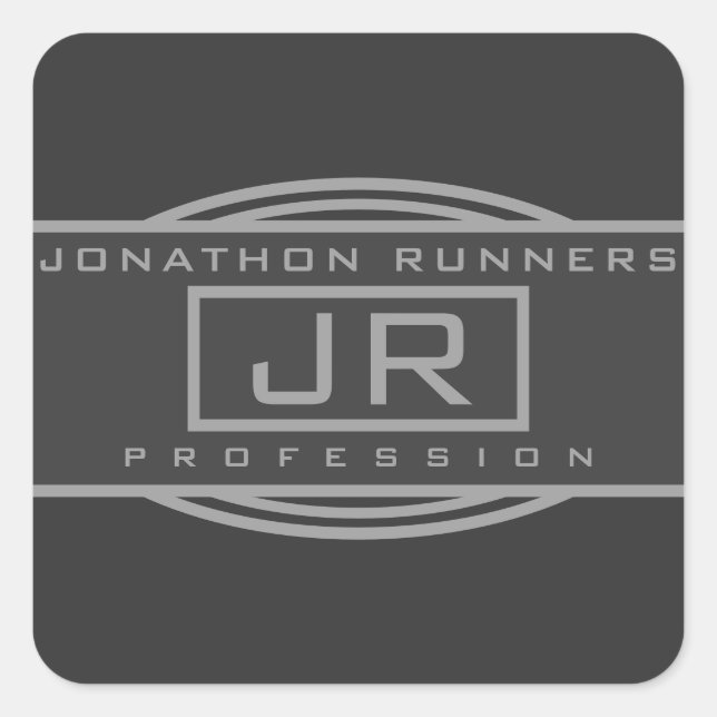 Men's Sporty Geometric Grey & Dark Greys Square Sticker (Front)