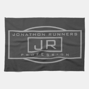 Men's Sporty Geometric Grey & Dark Greys Tea Towel