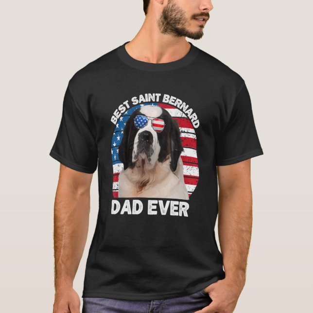 Mens St Bernard Dad American Flag Saint Bernard Do T-Shirt (Front)