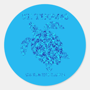 Mens St Thomas Sea Turtles USVI Vacation Souvenir Classic Round Sticker