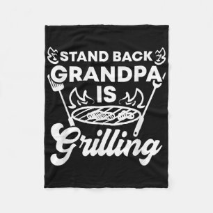 Mens Stand Back Grandpa Is Grilling Funny Bbq Gril Fleece Blanket