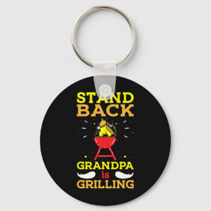 Mens Stand Byck Grandpa Is Grilling Funny Bbq Fath Key Ring