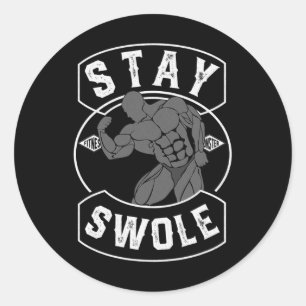Mens Stay Swole Bodybuilding Fan Gift Classic Round Sticker