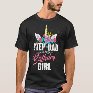 Mens Step-Dad Of The Birthday Girl Unicorn Girls F T-Shirt
