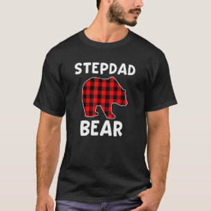 Mens Stepdad Bear Red Black Plaid Bear Christmas S T-Shirt