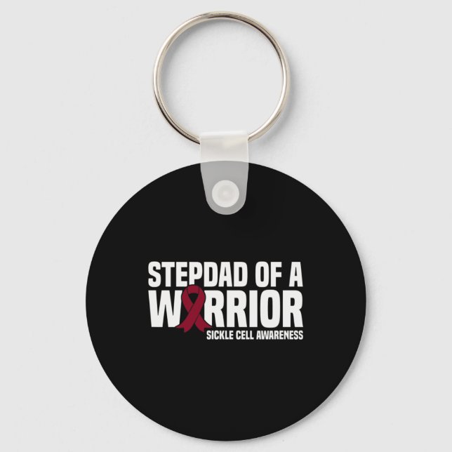 Mens Stepdad of a Warrior Sickle Cell Awareness  Key Ring (Front)
