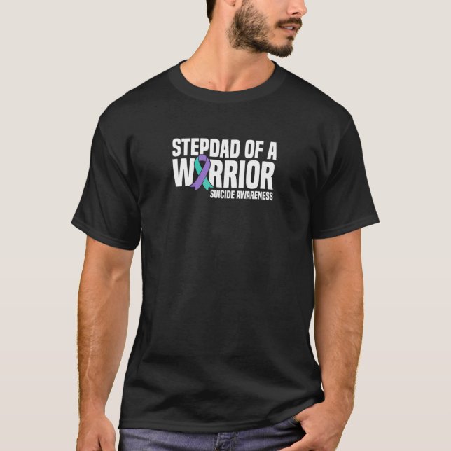 Mens Stepdad Of A Warrior Suicide Prevention Aware T-Shirt (Front)