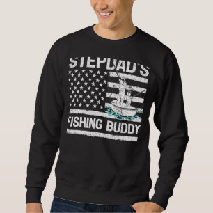 Mens Stepdad's Fishing Buddy American Flag Fishing Sweatshirt