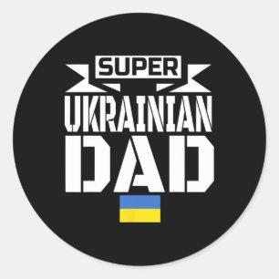 Mens Storecastle Super Ukrainian Dad Father's Gift Classic Round Sticker