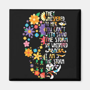Mens Stronger Than The Storm Sugar Skull Head Magnet