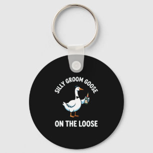 Mens stupid groom goose at the casual stag party key ring