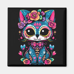 Mens Sugar Skull Cat Gato _ Day Of The Government Magnet
