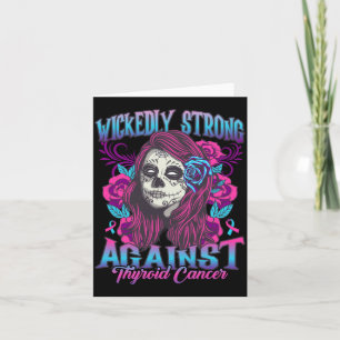 Mens Sugar Skull Girl Fight Thyroid Cancer Card
