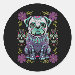 Mens Sugar Skull Halloween Day Government Agencyd Classic Round Sticker