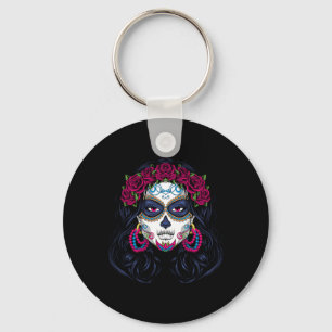 Mens Sugar Skull Lady - La Calavera Catrina Santa Key Ring