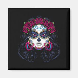 Mens Sugar Skull Lady - La Calavera Catrina Santa Magnet