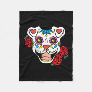 Mens Sugar Skull Pitbull Clothing Men Women Gift Fleece Blanket