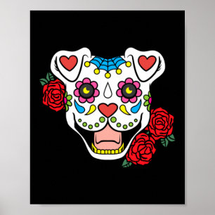 Mens Sugar Skull Pitbull Clothing Men Women Gift Poster