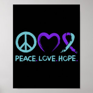 Mens Suicide Prevention Awareness Peace Love Hope Poster