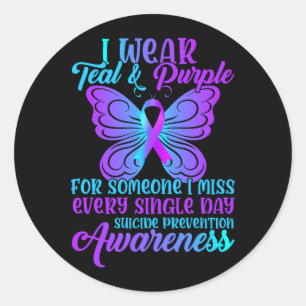 Mens Suicide Prevention Awareness Wear Teal And Classic Round Sticker
