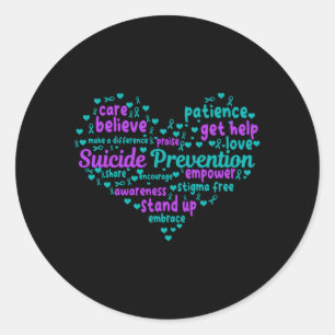 Mens Suicide Prevention Heart Mental Health Classic Round Sticker