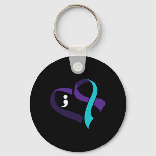 Mens Suicide Prevention Heart Semicolon Mental Key Ring