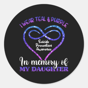 Mens Suicide Prevention Shirt Teal Purple In Classic Round Sticker