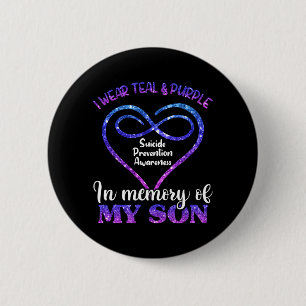 Mens Suicide Prevention Teal Purple In Memory Of 6 Cm Round Badge