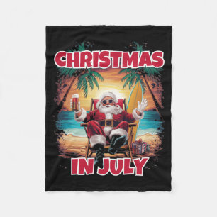 Mens Summer Xmas Funny Santa Xmas Summer Vacation Fleece Blanket