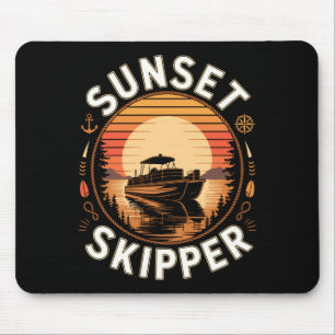Mens sunset skipper boating boat pontoon lake life mouse pad