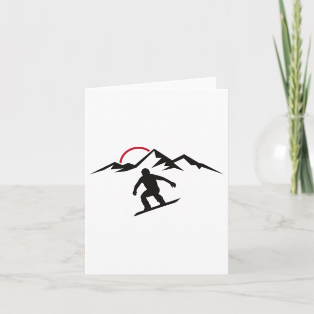 Mens Sunset Snowboarding  Card (Front)