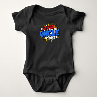 Mens Super Uncle Funny Cool Comic Cartoon Hero Baby Bodysuit