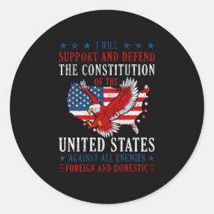 Mens support & defend the constitution flag classic round sticker