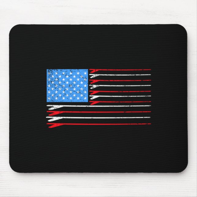 Mens Surfboard Aamerican Flag Surfer Performance Mouse Pad (Front)