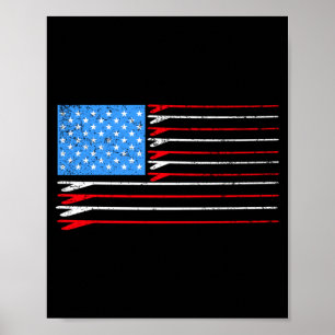 Mens Surfboard Aamerican Flag Surfer Performance Poster