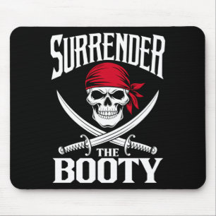 Mens surrender the booty skull pirate performance mouse pad
