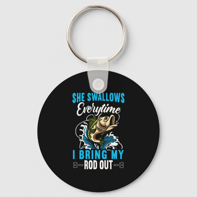 Mens swallows everytime funny fishing fisher key ring (Front)