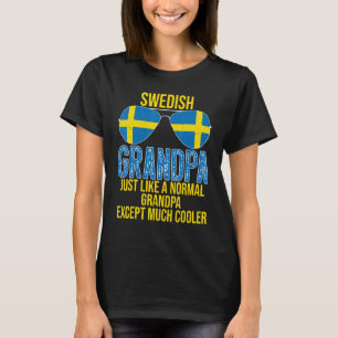 Mens Swedish Grandpa Sweden Flag Sunglasses Father T-Shirt