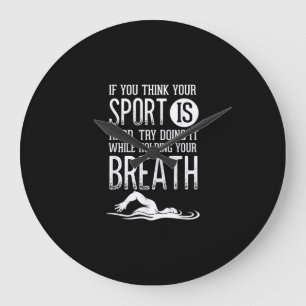 Mens Swim Swimmer Swimming Sport Practice Large Clock