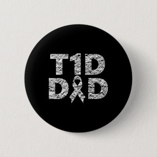 Mens T1d Dad Diabetes Awareness Distressed 6 Cm Round Badge