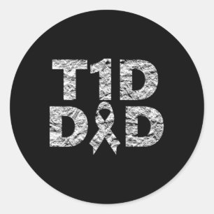 Mens T1d Dad Diabetes Awareness Distressed  Classic Round Sticker